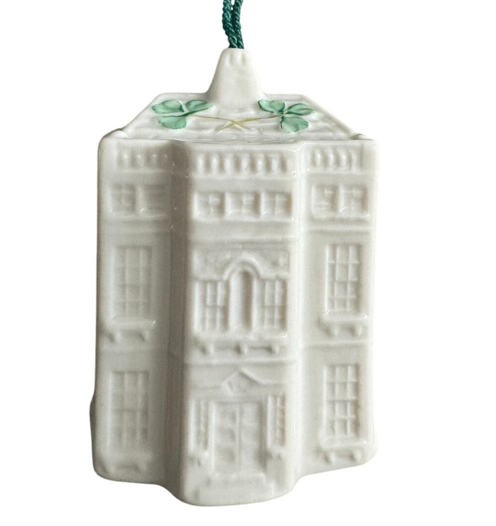 NWB Vintage Irish Belleek Porcelain Christmas ornament Hazelwood House With Box